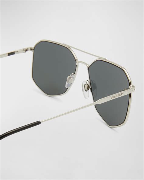 burberry oswald sunglasses|Burberry Men's Ozwald Steel Aviator Sunglasses.